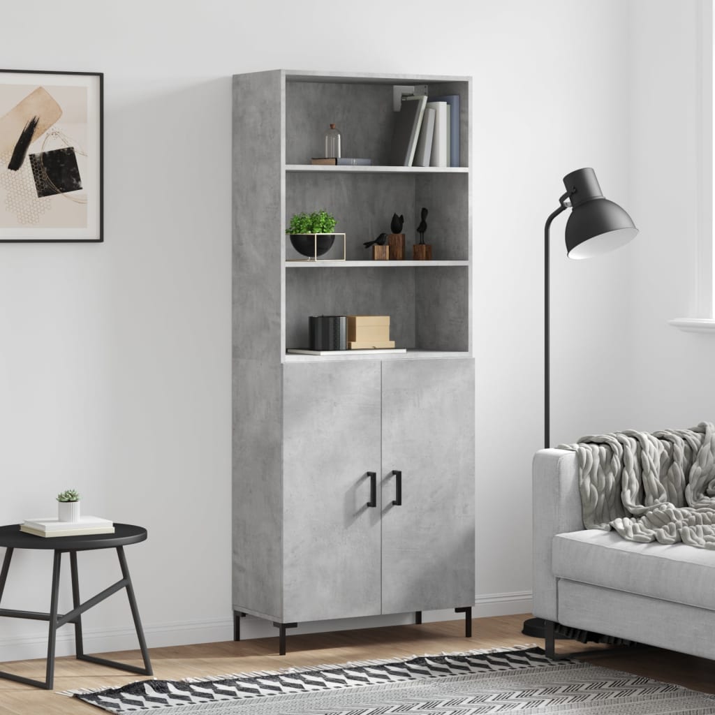 Highboard Hochglanz-Weiß 69,5x34x180 cm Holzwerkstoff
