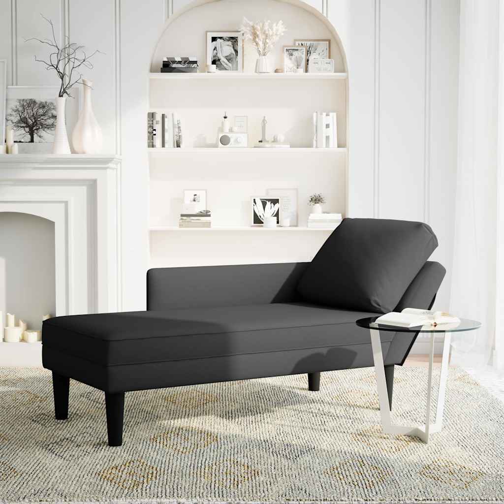 Chaiselongue mit Kissen und Rechter Armlehne Blau Samt