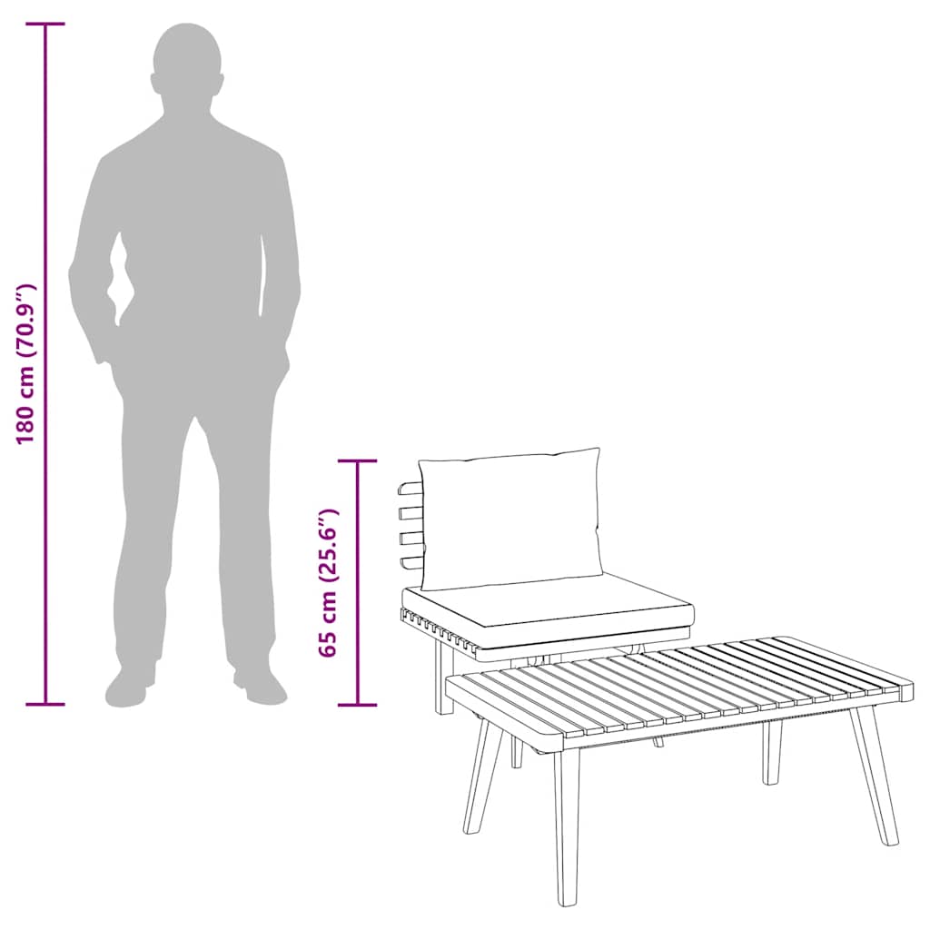 2-Sitzer-Gartensofa mit Kissen Massivholz Akazie