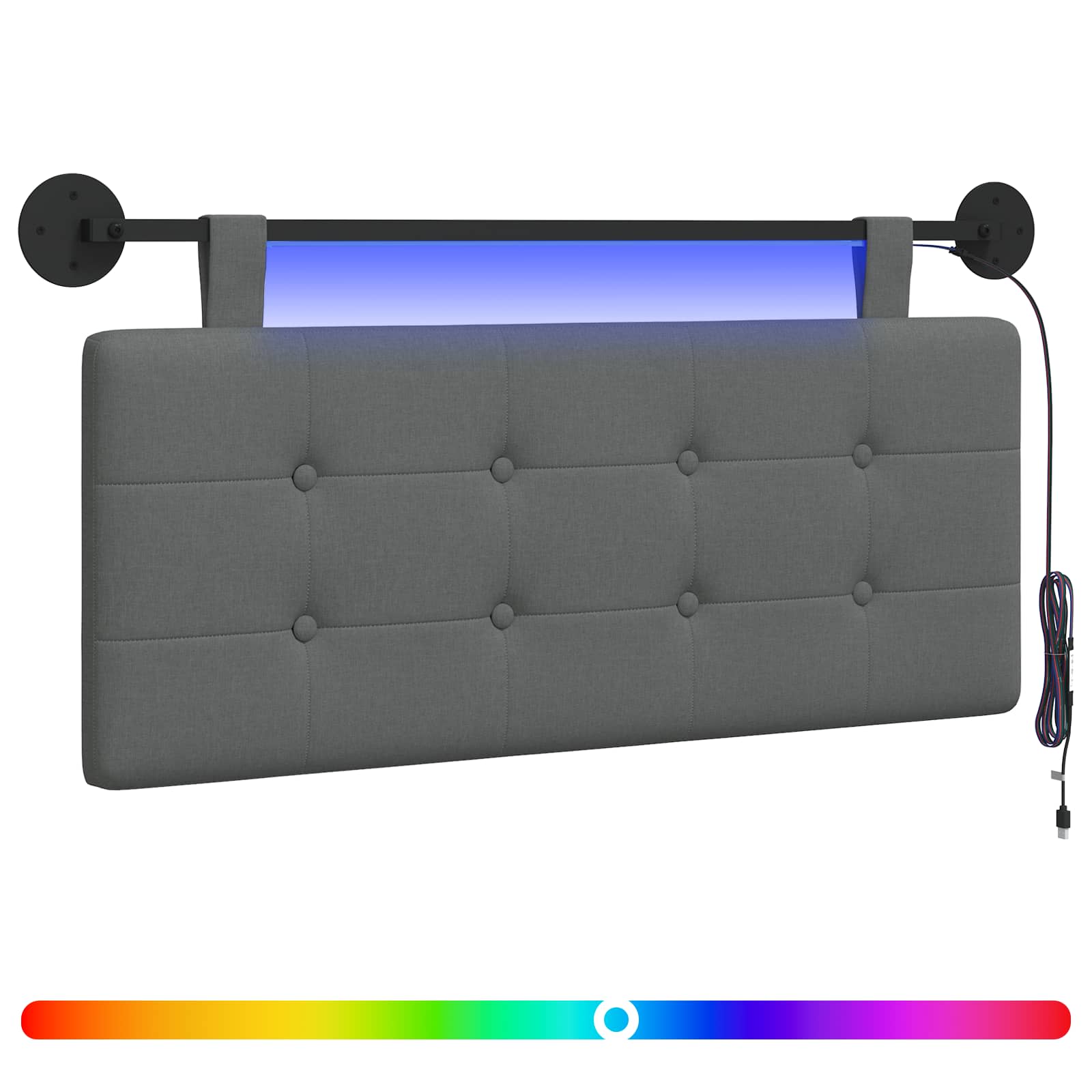 Hängendes Kopfteil Mit LED Licht Wolkengrau Stoff