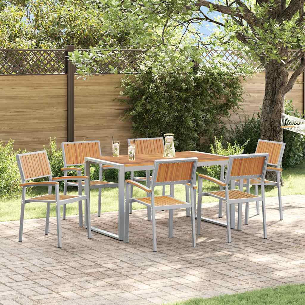 Garten Essgruppe 5 pcs Grau Massivholz Akazie