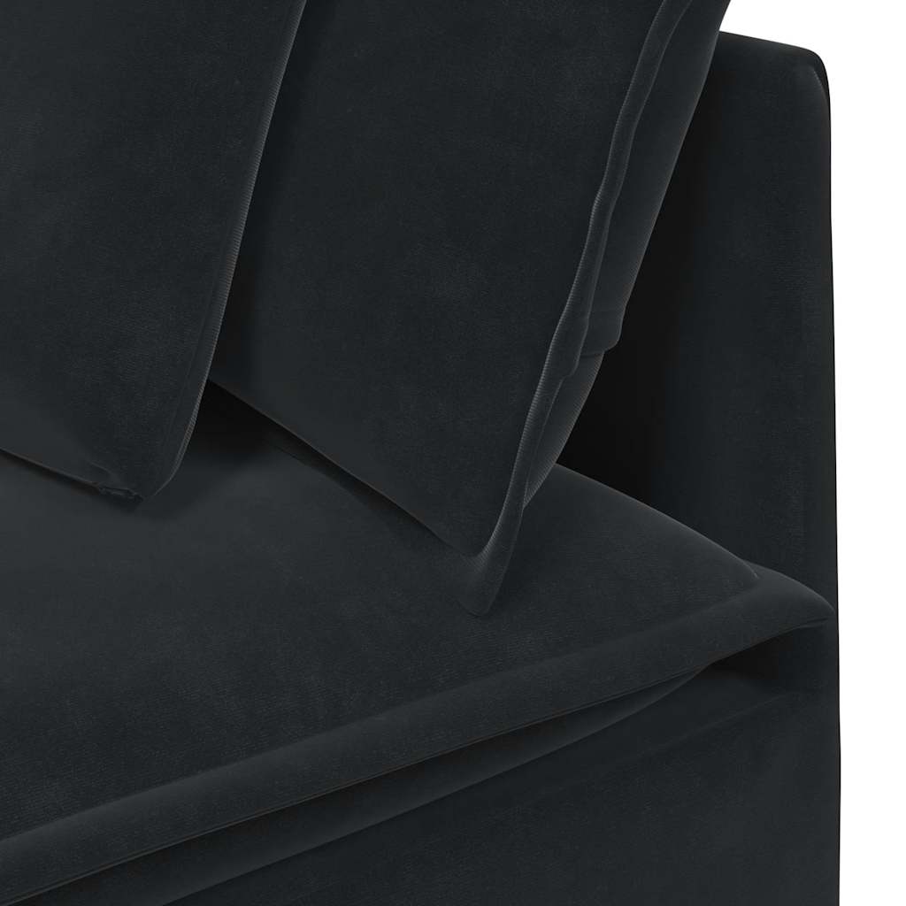 Modulares Sofa mit Fußhocker Kissen Samt Blau