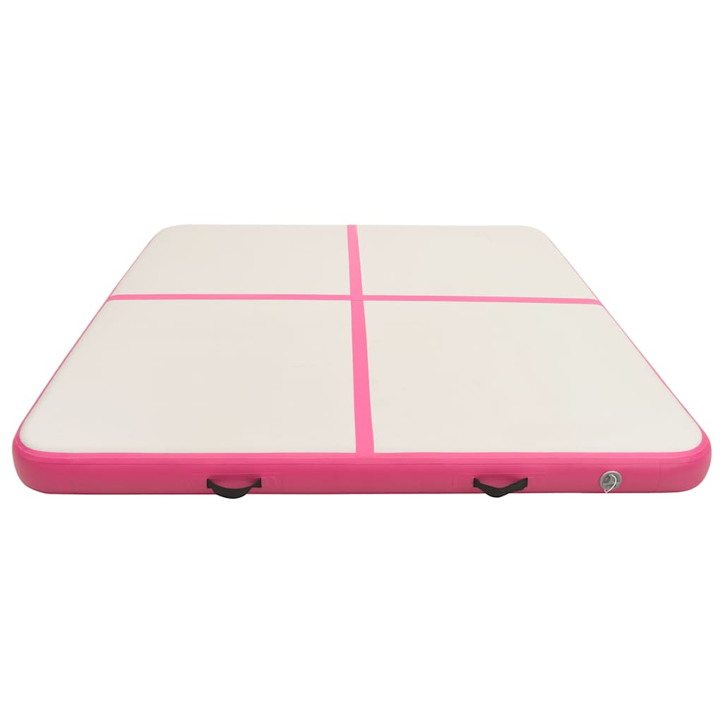Aufblasbare Gymnastikmatte mit Pumpe 300×100×10 cm PVC Rosa