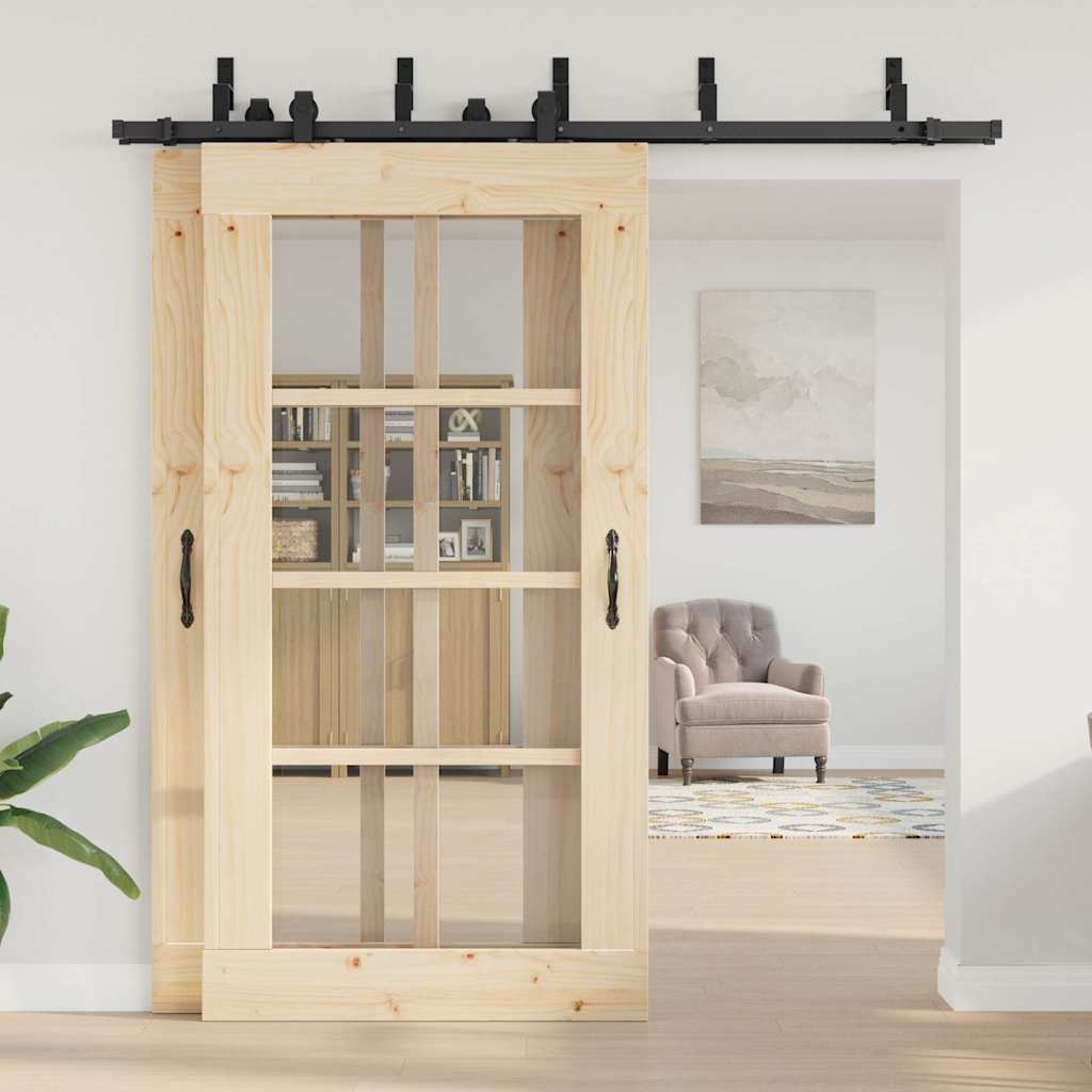Schiebetürbeschlag-Set 183 cm Stahl Schwarz