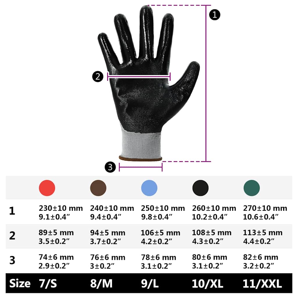 Arbeitshandschuhe 12 pcs Grau und Schwarz 7 / S Polyester