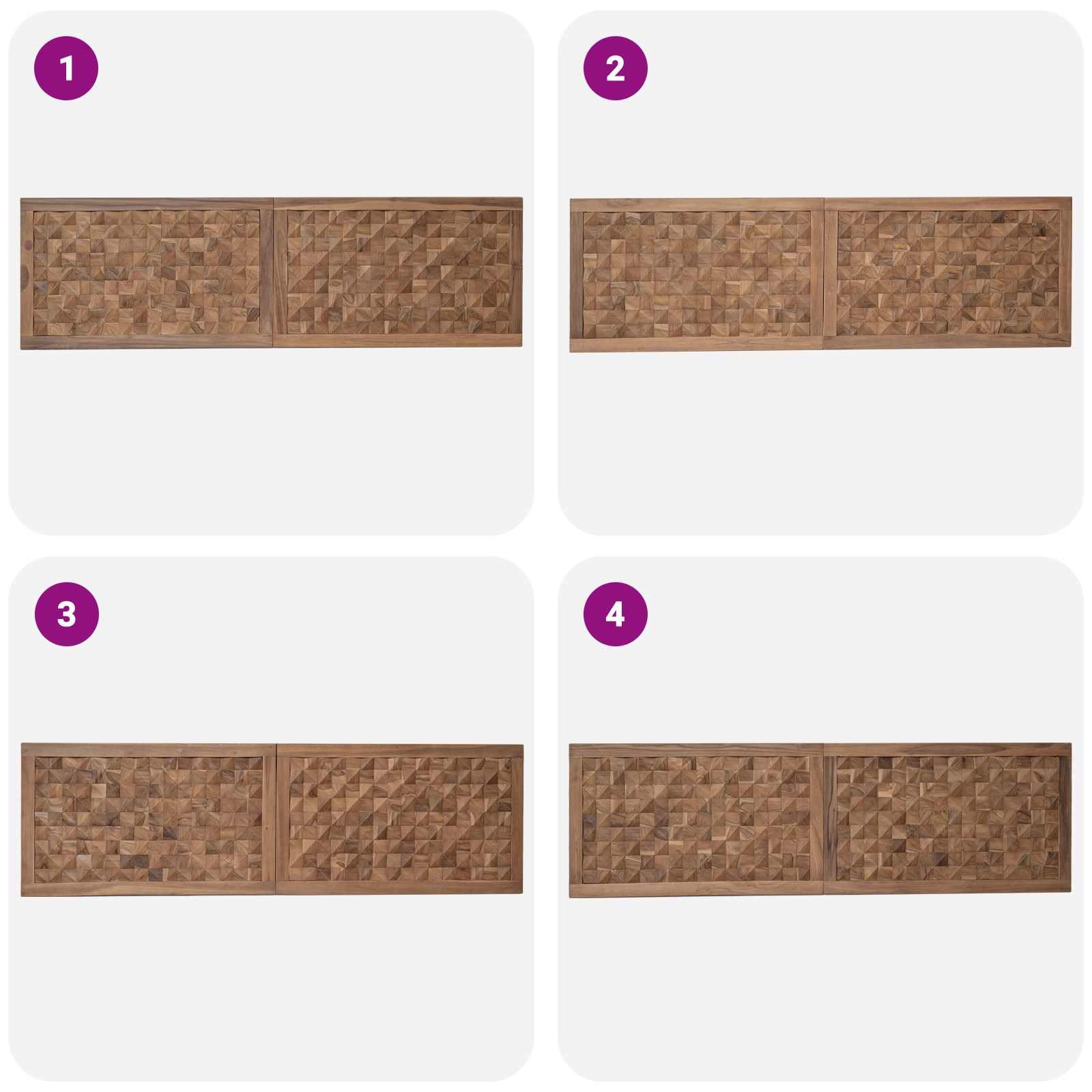 Bettkopfteil Natur Massivholz Teak