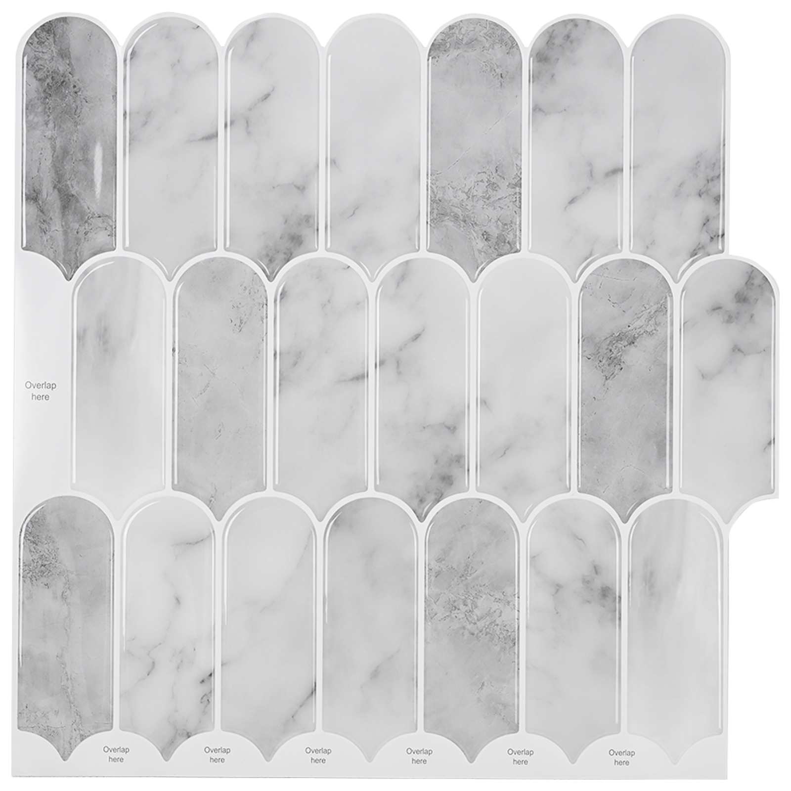 Federfliese 10 pcs Grau Marmor 30 x 30 cm Polyurethan und PET