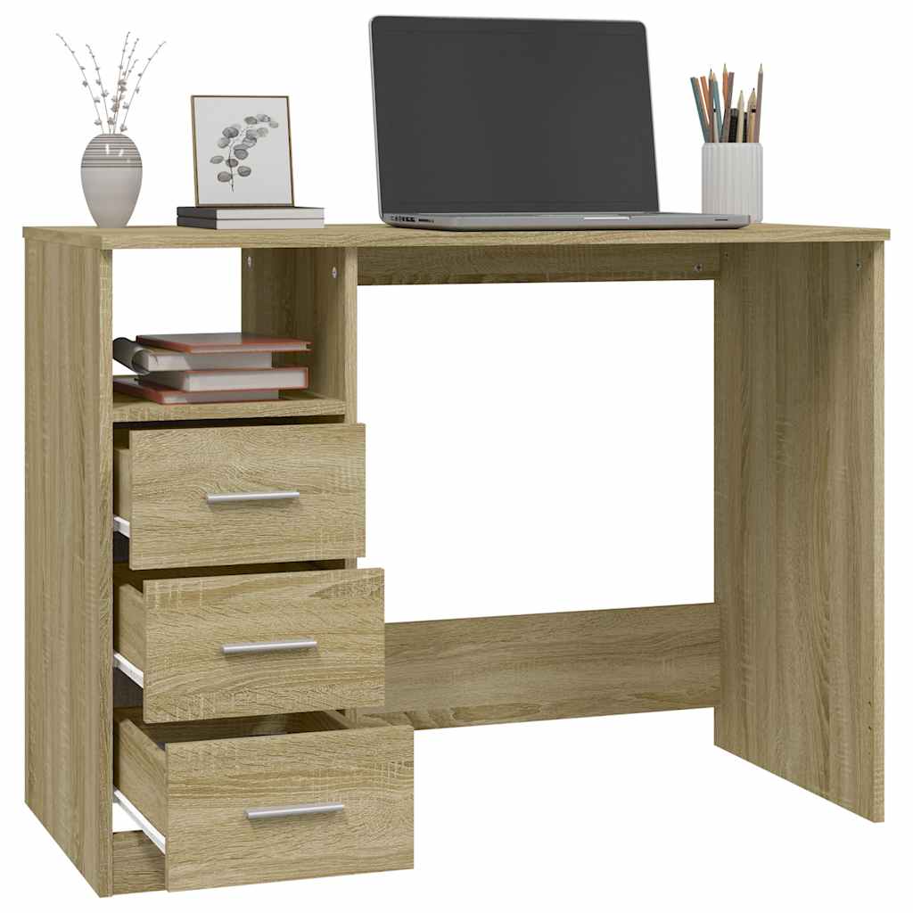 Schreibtisch mit Schubladen Weiß 102x50x76 cm Holzwerkstoff