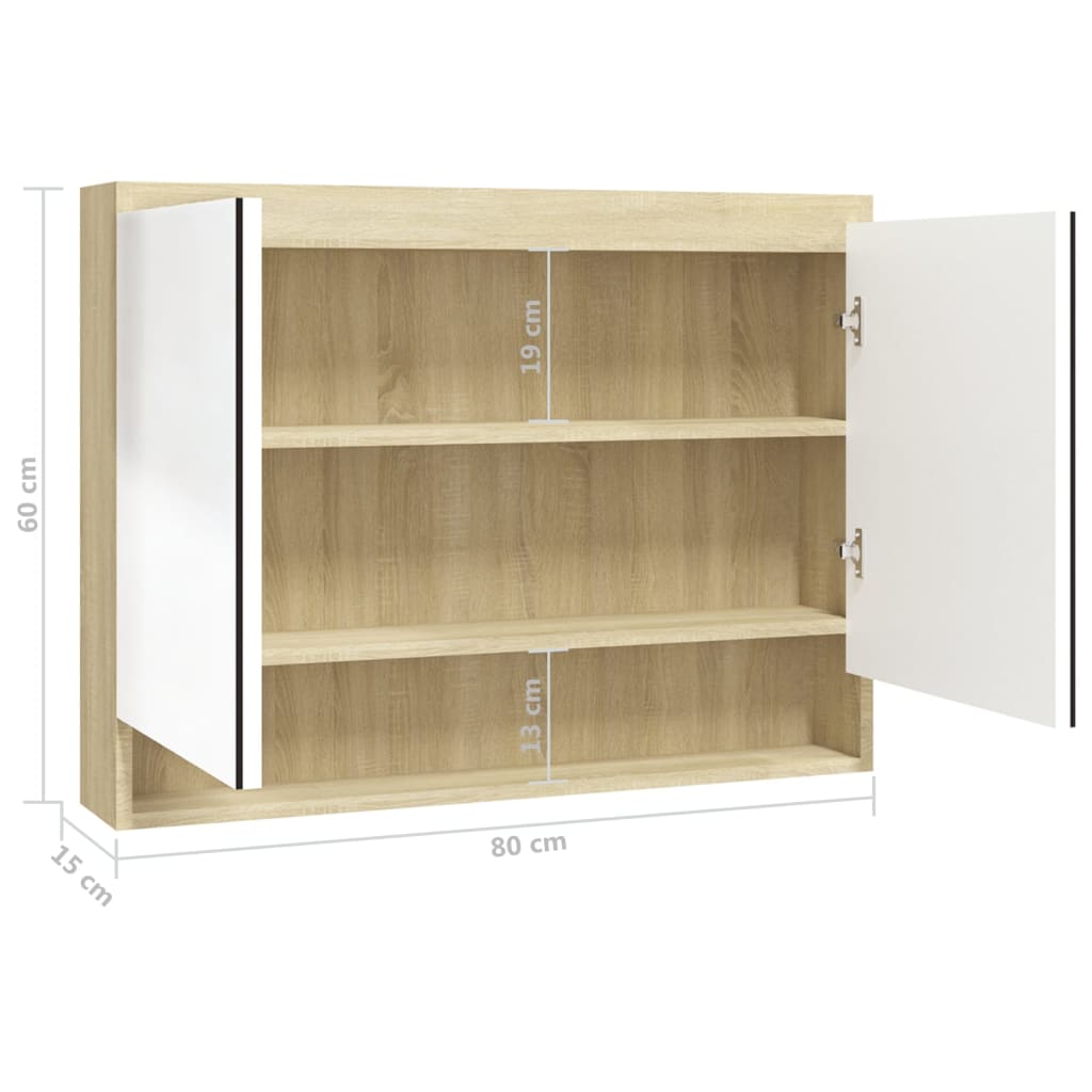 Spiegelschrank fürs Bad 80x15x60 cm Glänzend Schwarz