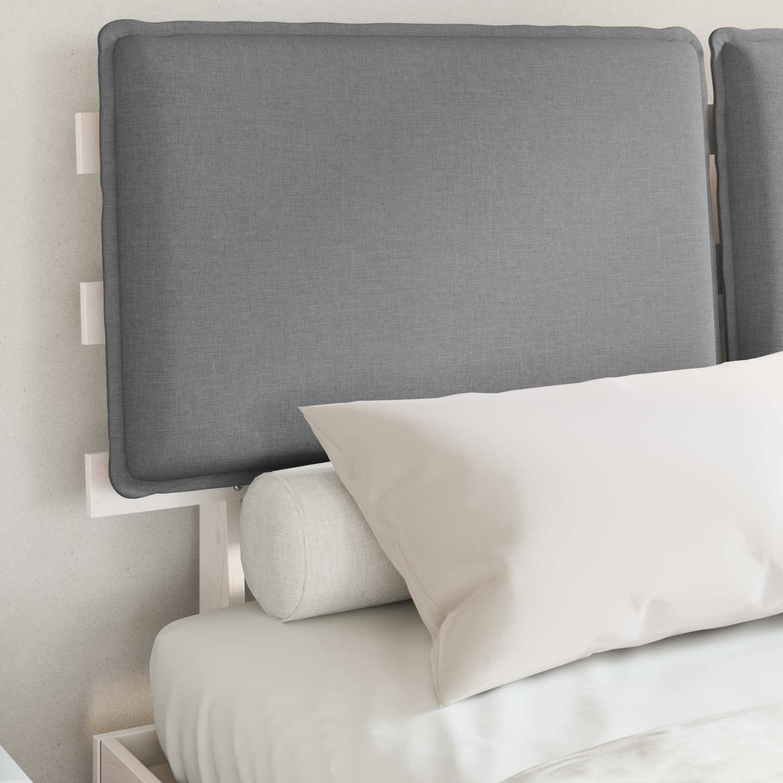 Bettgestell mit gepolstertem Kopfteil Hellgrau 200 x 200 cm