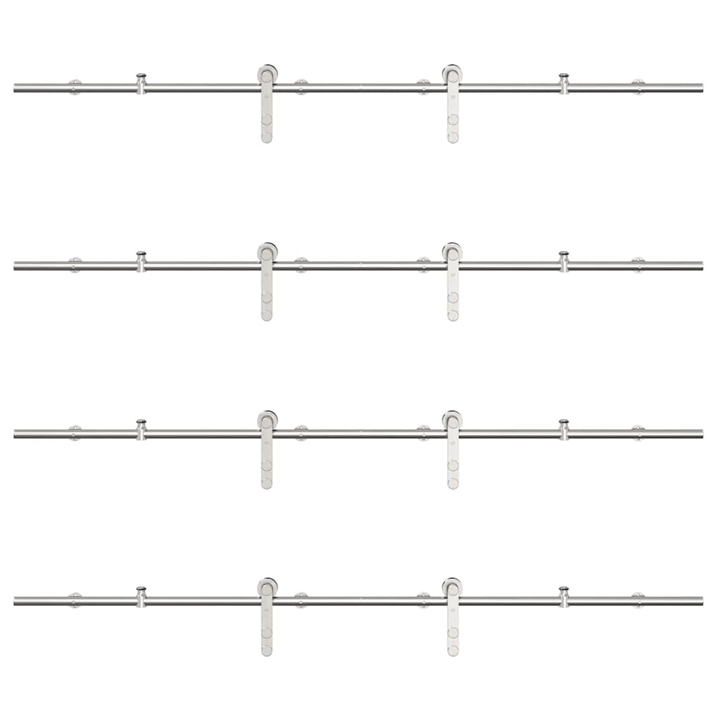 Schiebetür-Beschlagsatz 183 cm Edelstahl Silbern