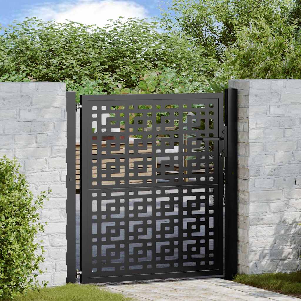 Gartentor Schwarz 100x100 cm Stahl Lichtdesign