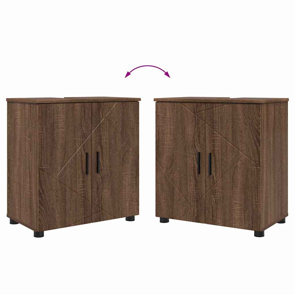 Badezimmermöbel-Set mit Tür 3 pcs Weiß Holzwerkstoff & Metall