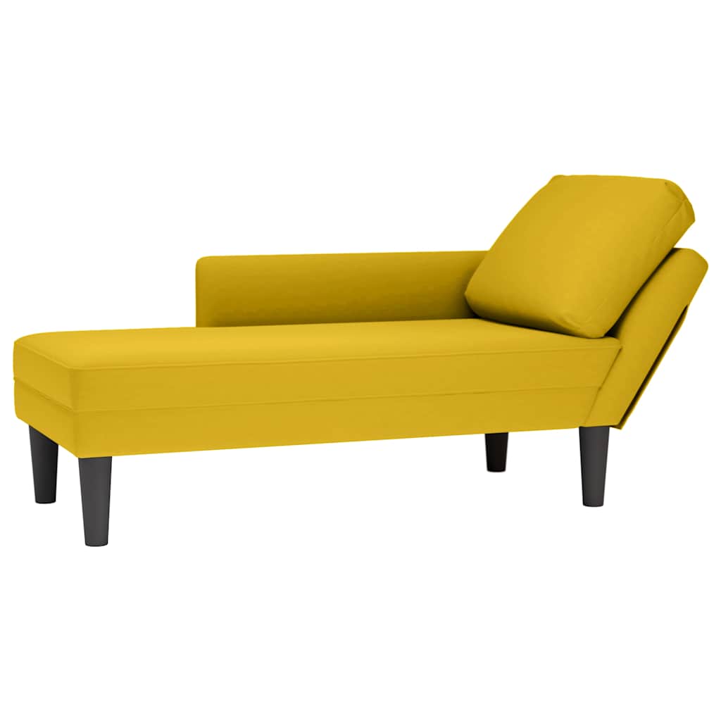 Chaiselongue mit Kissen und Rechter Armlehne Blau Samt