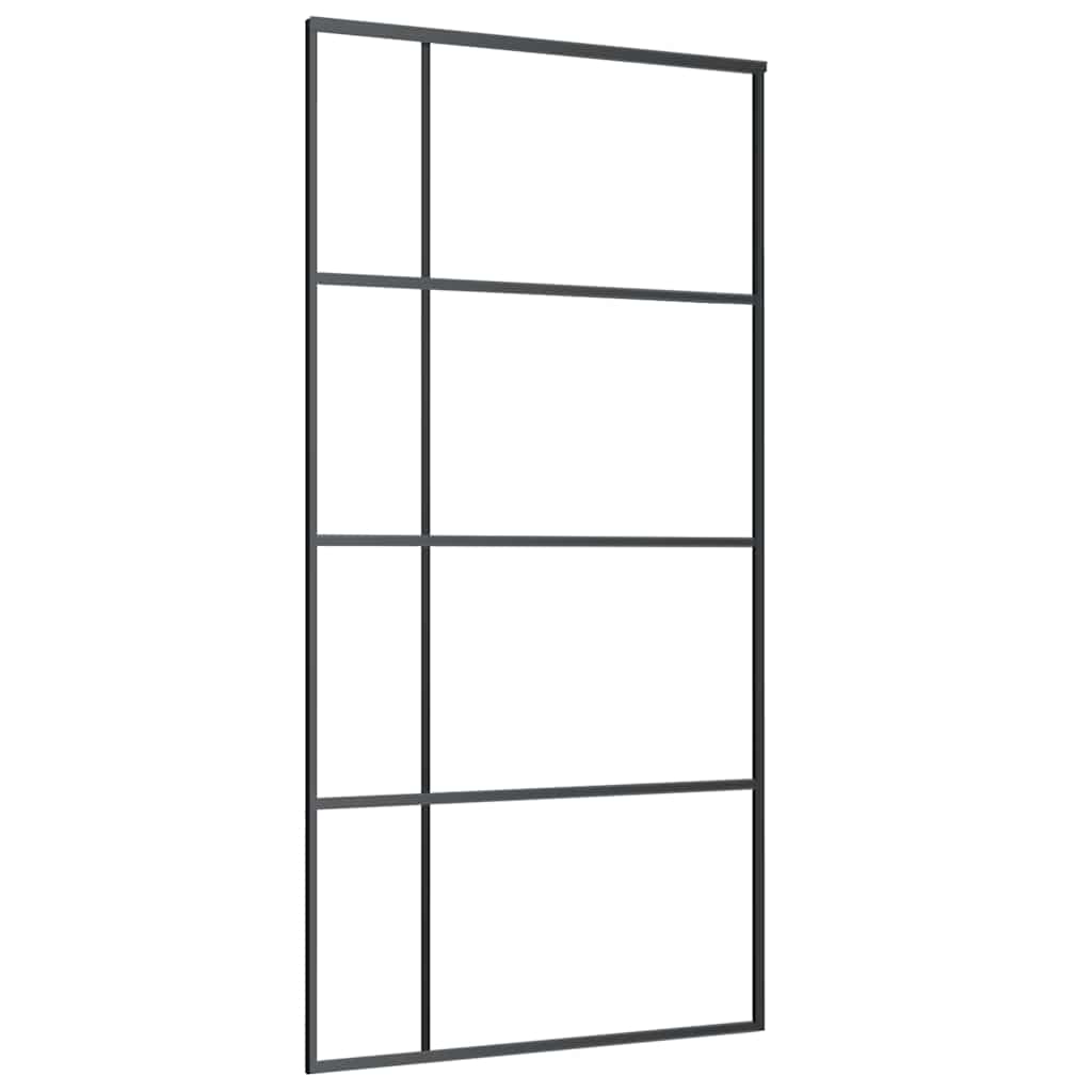 Schiebetür mit Beschlag Schwarz 76x205 cm ESG-Glas