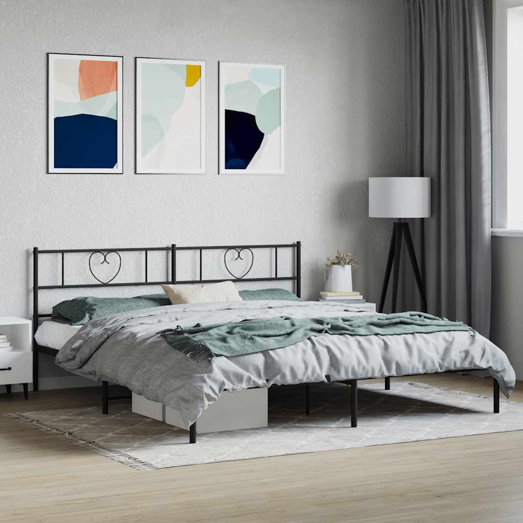 Bettgestell mit Kopfteil Metall Schwarz 100x190 cm