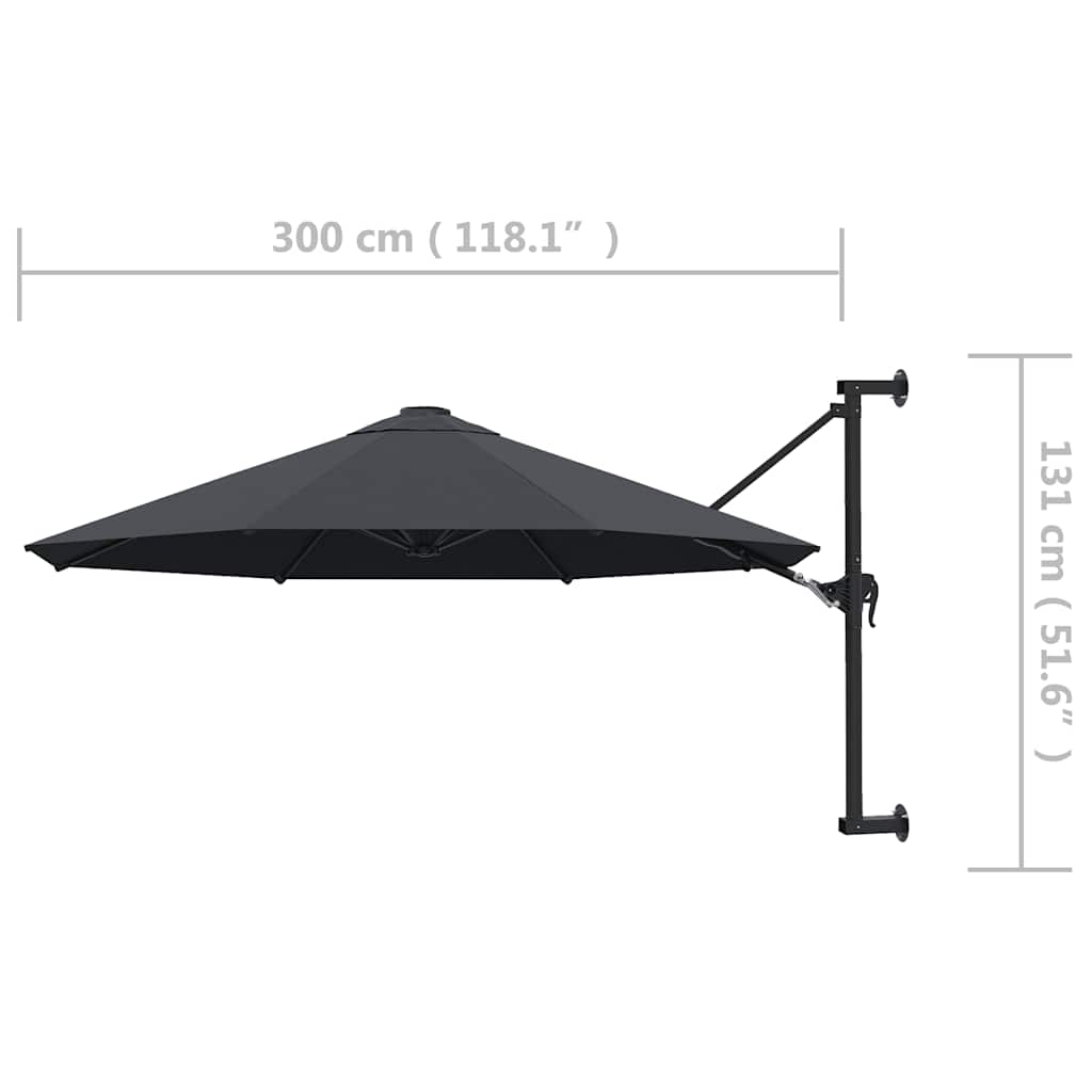 Sonnenschirm zur Wandmontage mit Metall-Mast 300 cm Sandweiß