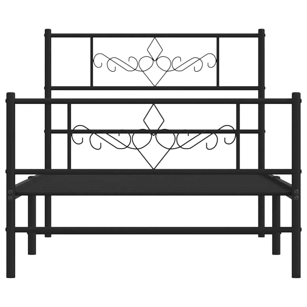 Bettgestell mit Kopfteil Metall Schwarz 100x190 cm