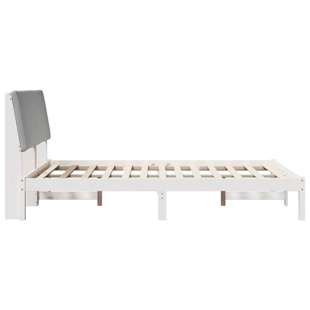 Bettgestell Braun und hellgrau 200 x 200 cm Massivholz Kiefer