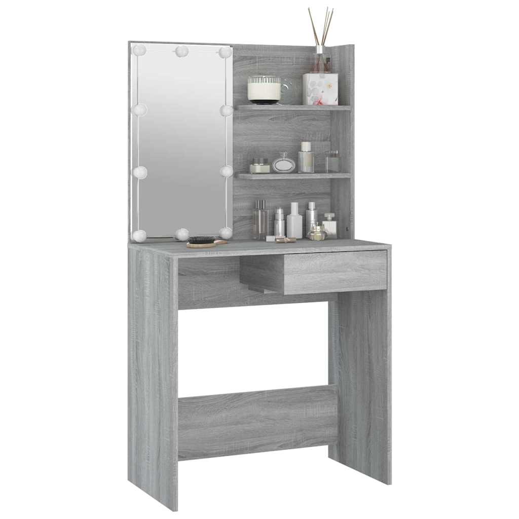 Schminktisch mit LED Weiß 74,5x40x141 cm