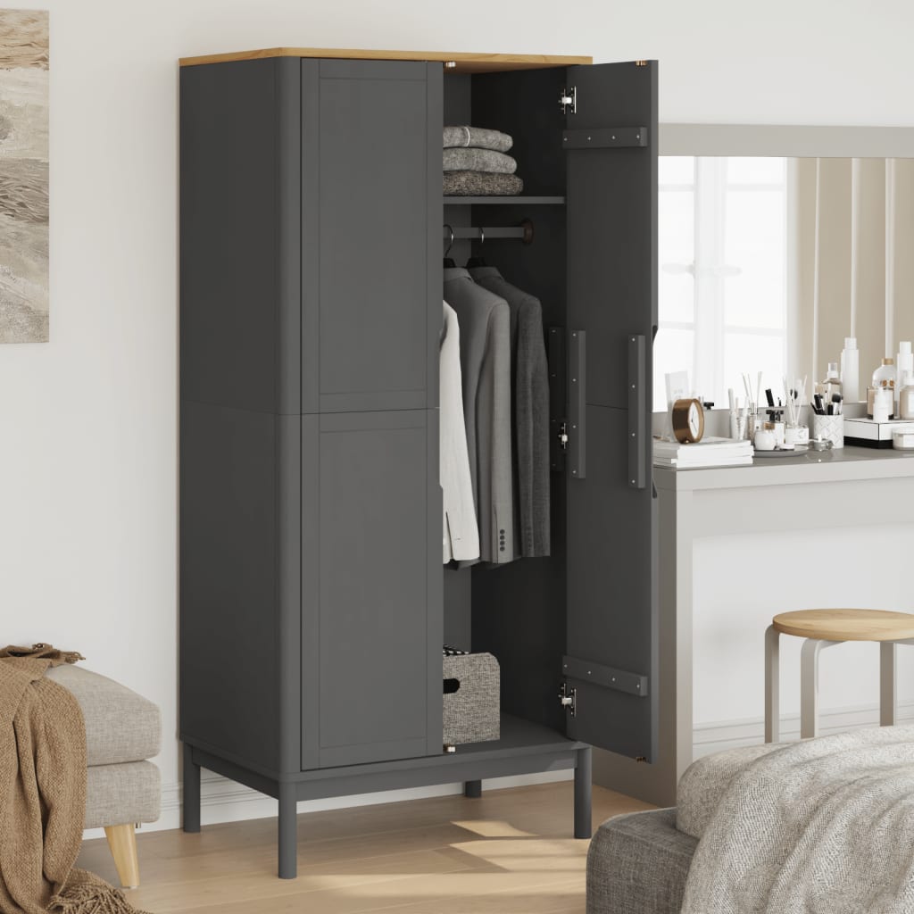 Kleiderschrank FLORO Weiß 77x53x171 cm Massivholz Kiefer
