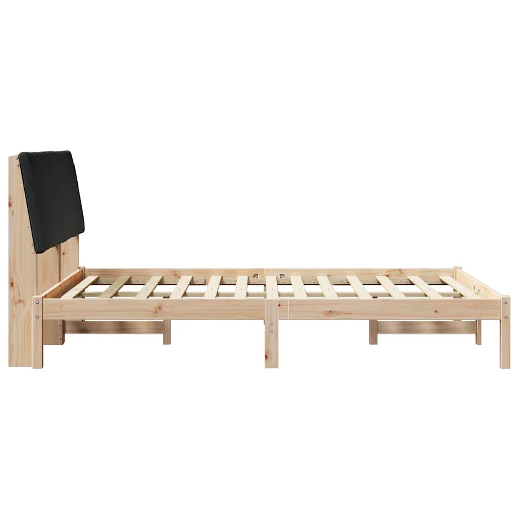 Bettgestell Braun und hellgrau 200 x 200 cm Massivholz Kiefer