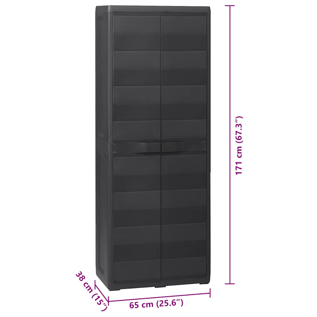 Gartenschrank mit 4 Böden Schwarz