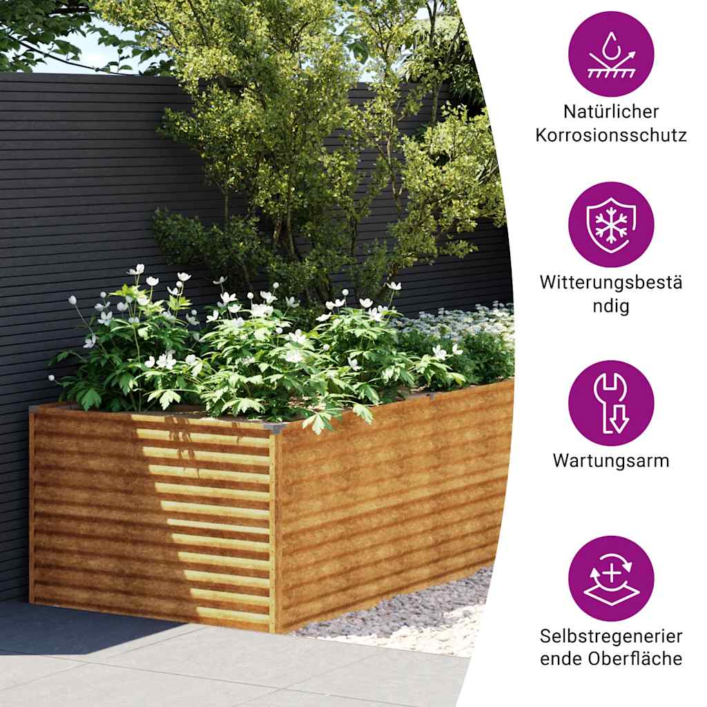 Garten-Hochbeet 100 x 50 x 36 cm Cortenstahl