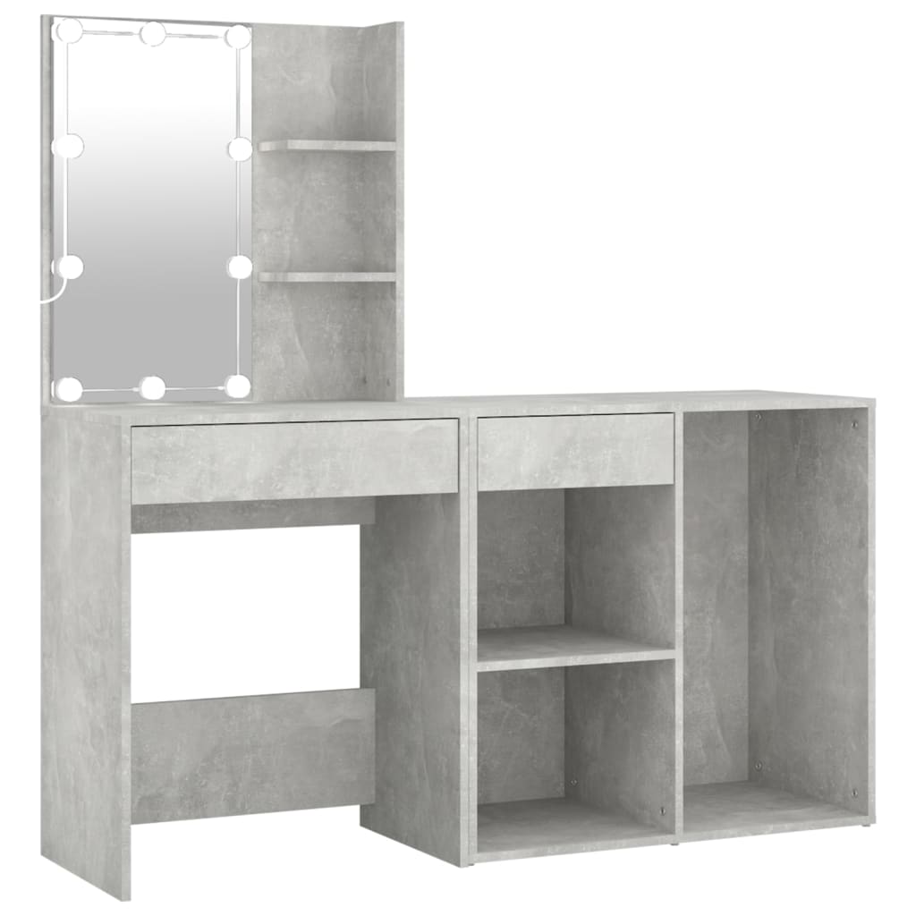 LED-Schminktisch mit Schrank Weiß Holzwerkstoff