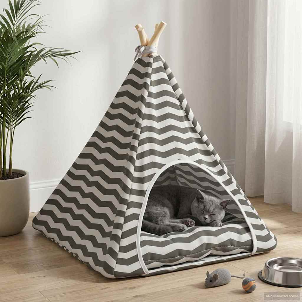 Haustier-Tipi mit Kissen Weiß und Grau 40 x 40 x 50 cm