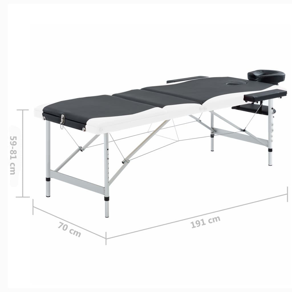 Massagetisch Klappbar 3 Zonen Aluminium Dunkellila