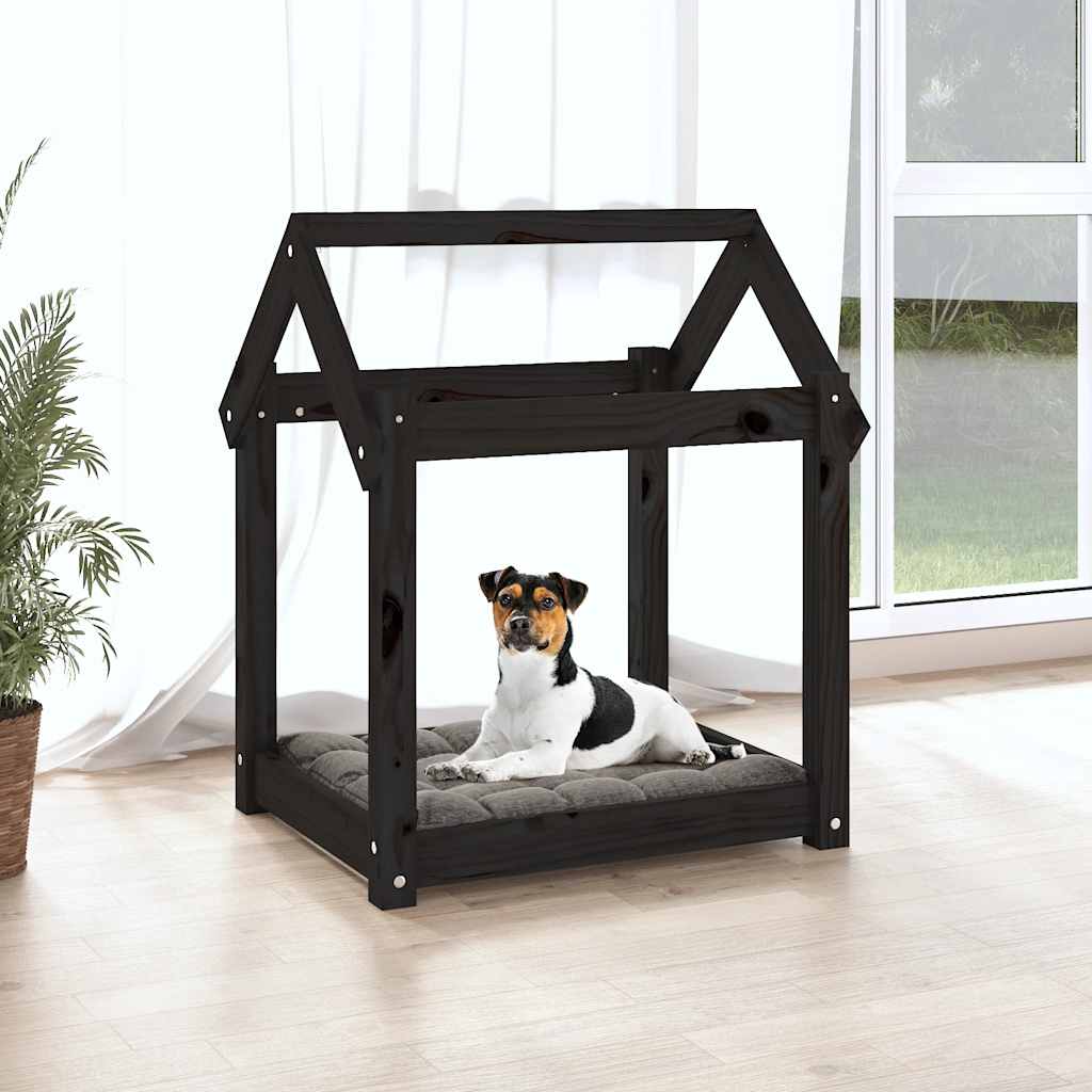 Hundebett Grau 61x50x70 cm Massivholz Kiefer
