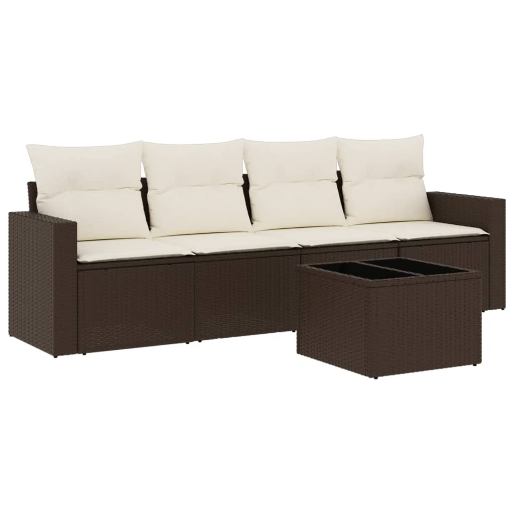 4-tlg. Garten-Sofagarnitur mit Kissen Schwarz Poly Rattan