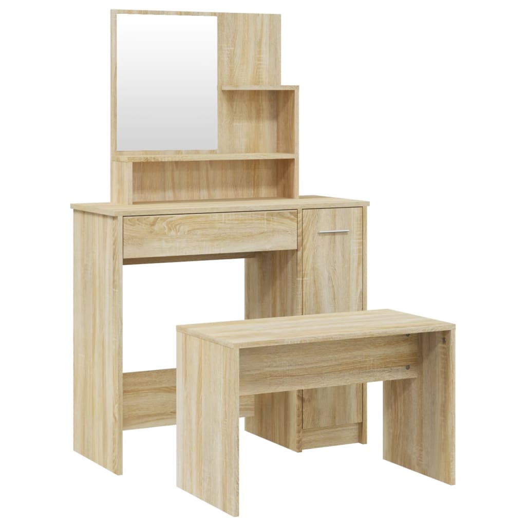 Schminktisch-Set Weiß 86,5x35x136 cm