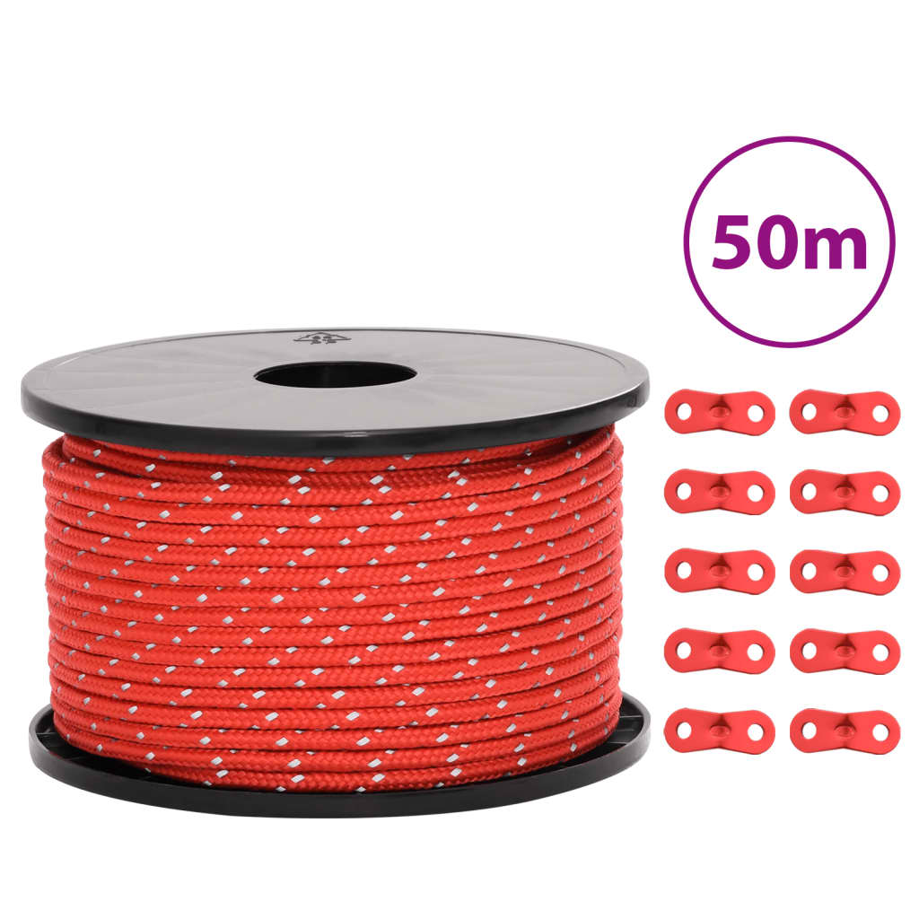 Zeltleine Reflektierend mit Seilspannern 50 m 3 mm