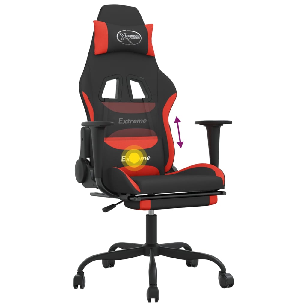 Gaming-Stuhl mit Massagefunktion Schwarz und Creme Stoff