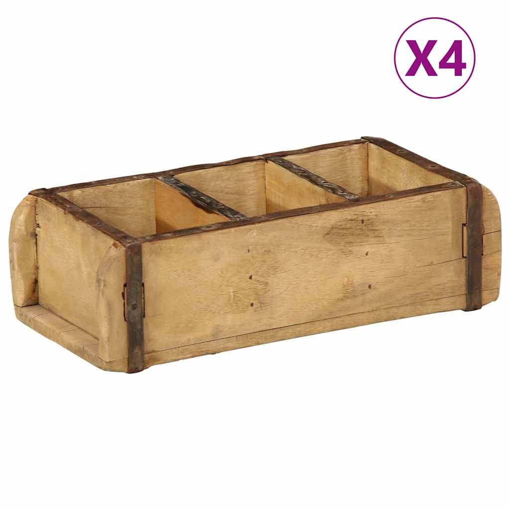 Tablett Braun 30 x 15 x 9 cm Massives upgecyceltes Holz