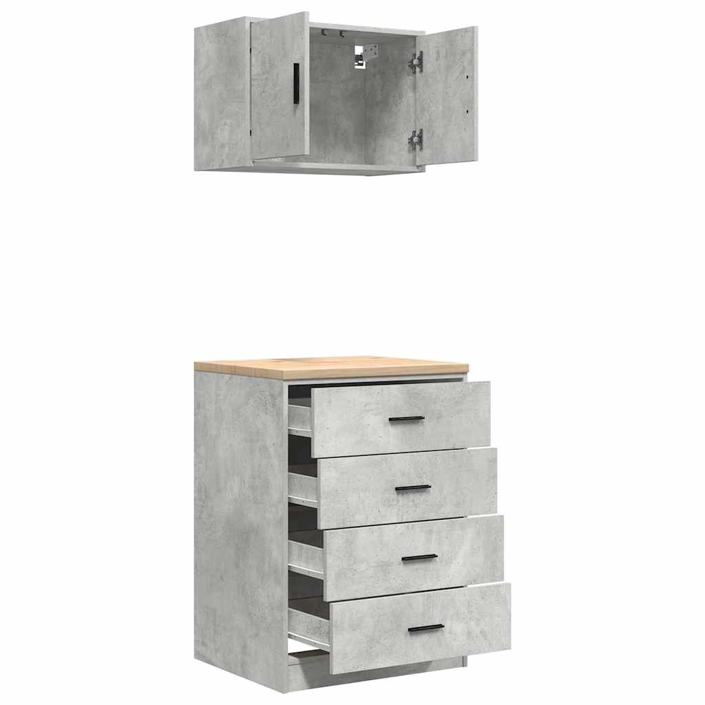 Garagenschränke 2 Stk. Schwarz Holzwerkstoff