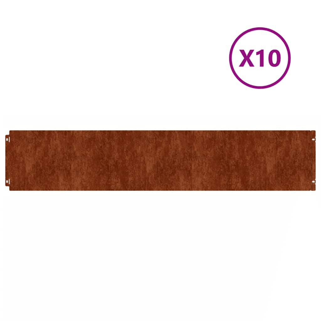 Raseneinfassung 10 pcs 10 x 103 cm Wetterfeststahl Rostig