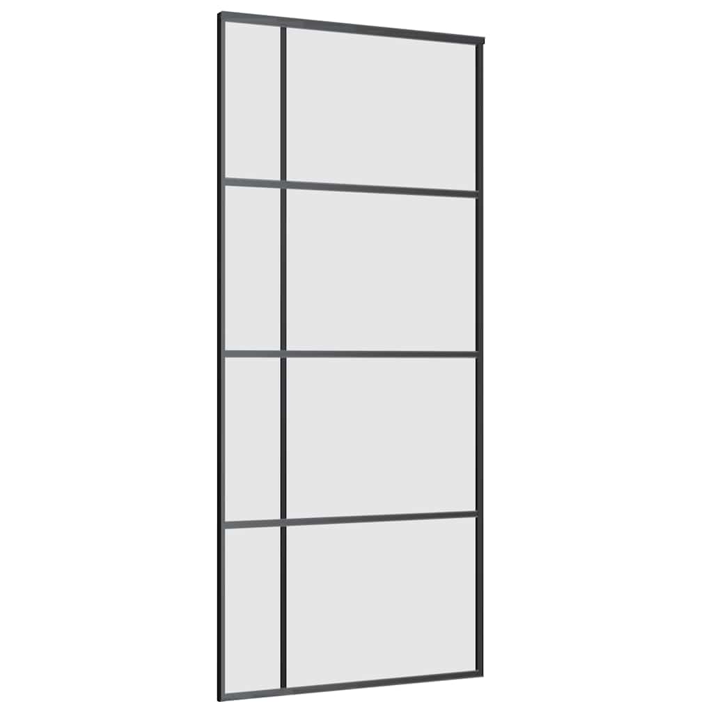 Schiebetür mit Beschlag Schwarz 76x205 cm ESG-Glas