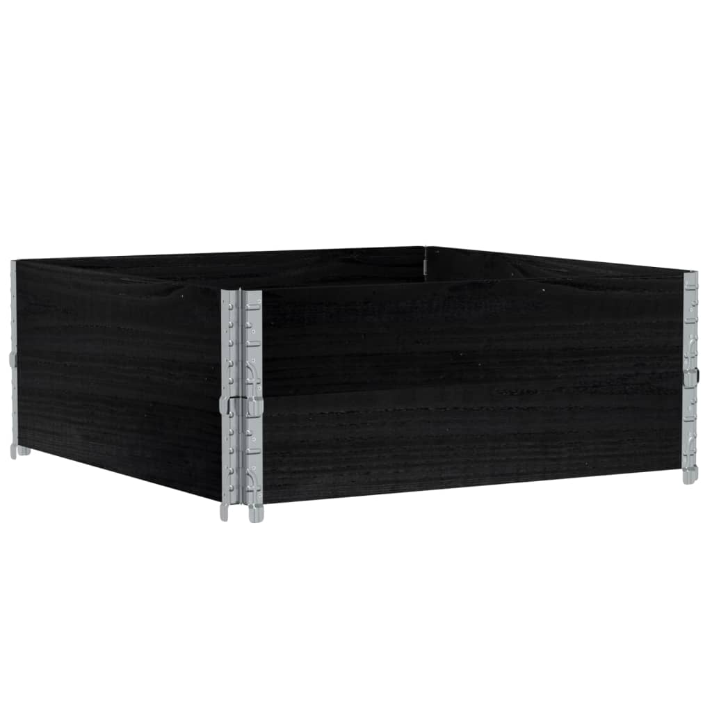 Paletten-Aufsatzrahmen Schwarz 80x60 cm Massivholz Kiefer