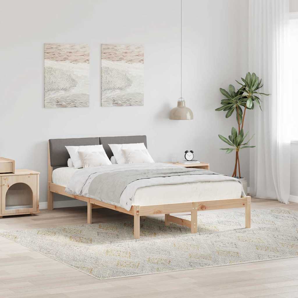 Bettgestell Braun und hellgrau 200 x 200 cm Massivholz Kiefer