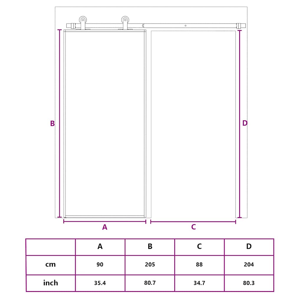 Schiebetür ESG-Glas und Aluminium 76x205 cm Schwarz