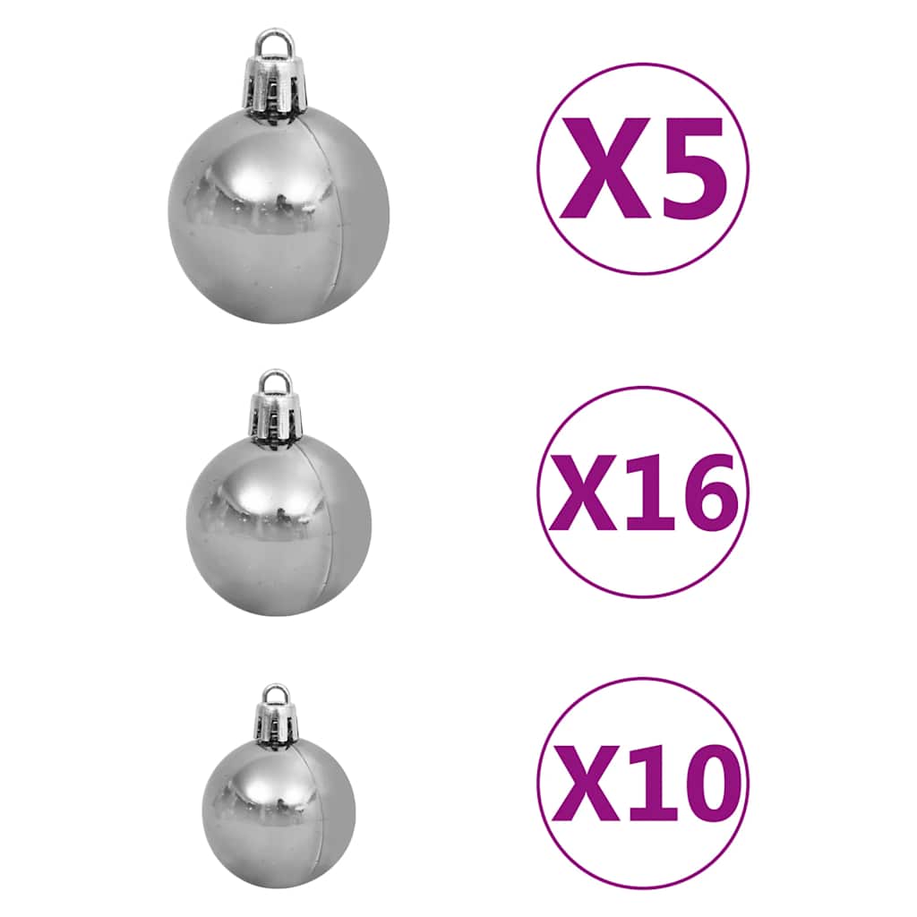 Künstlicher Weihnachtsbaum mit LEDs Kugeln Zapfen 150 cm