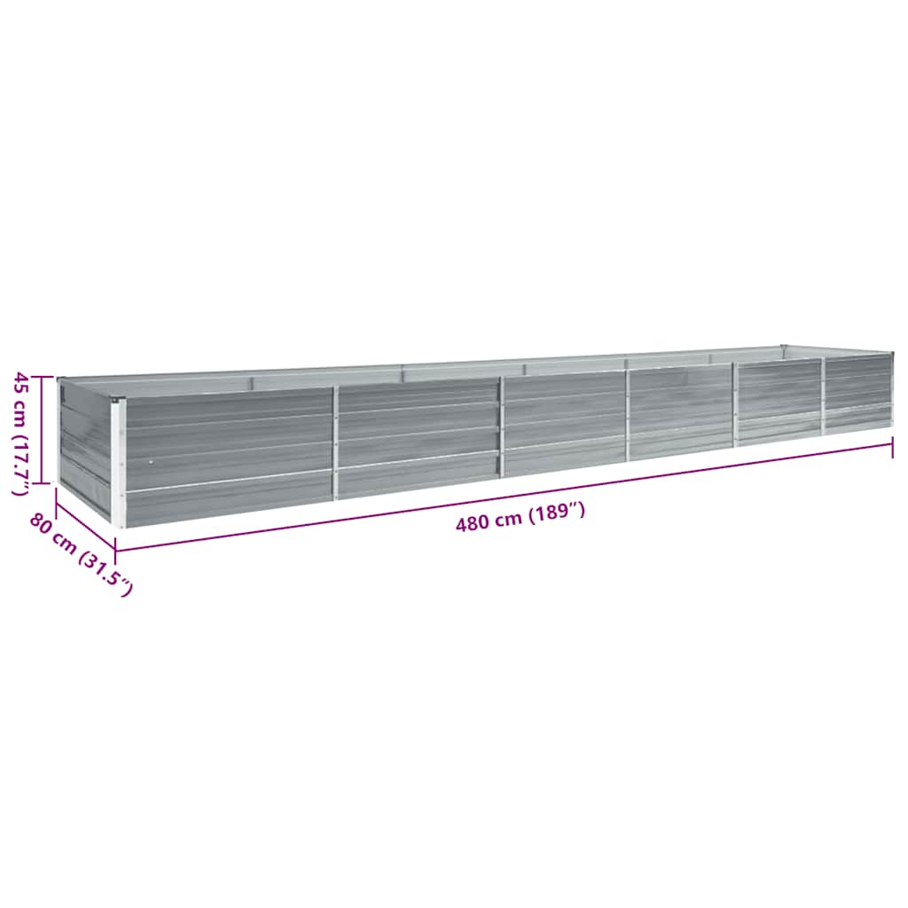 Hochbeet 160 x 80 x 77 cm Verzinkter Stahl Grau