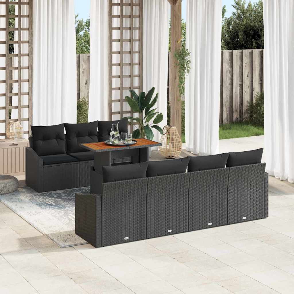 Garten Essgruppe mit Kissen 8 pcs Schwarz und Creme