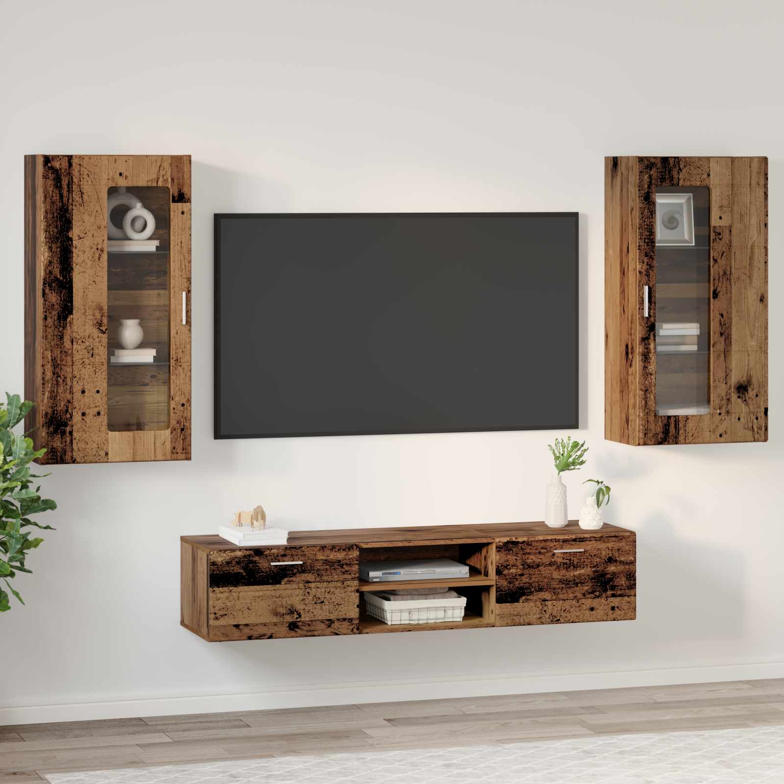 Highboard mit Regal FLORIN Weiß 60 x 35 x 182 cm Holzwerkstoff