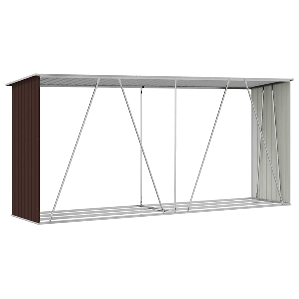 Brennholzlager aus verzinktem Stahl 330x84x152 cm Grau