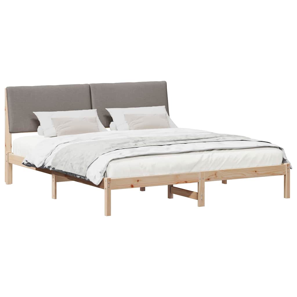 Bettgestell Braun und hellgrau 200 x 200 cm Massivholz Kiefer