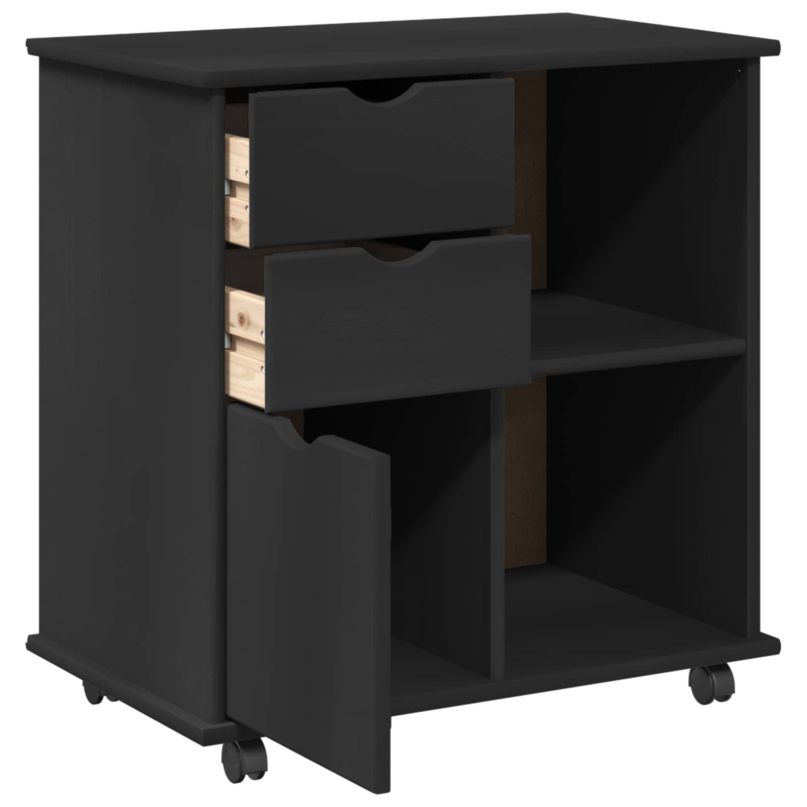 Rollschrank Honigbraun 63,5 x 39 x 65,5 cm Massivholz Kiefer